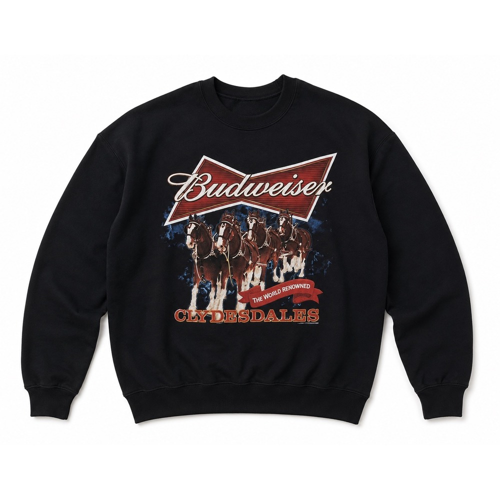 Junk Food Budweiser Clydesdales Sweatshirt Black Graphic Crewneck Medium UO - Picture 2 of 7
